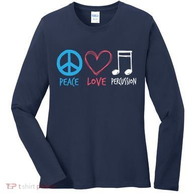 Drumline Marching Band Shirts Peace Love Percussion Women's Long Sleeve Shirt