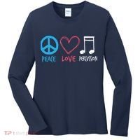 Drumline Marching Band Shirts Peace Love Percussion Women's Long Sleeve Shirt thumb 0