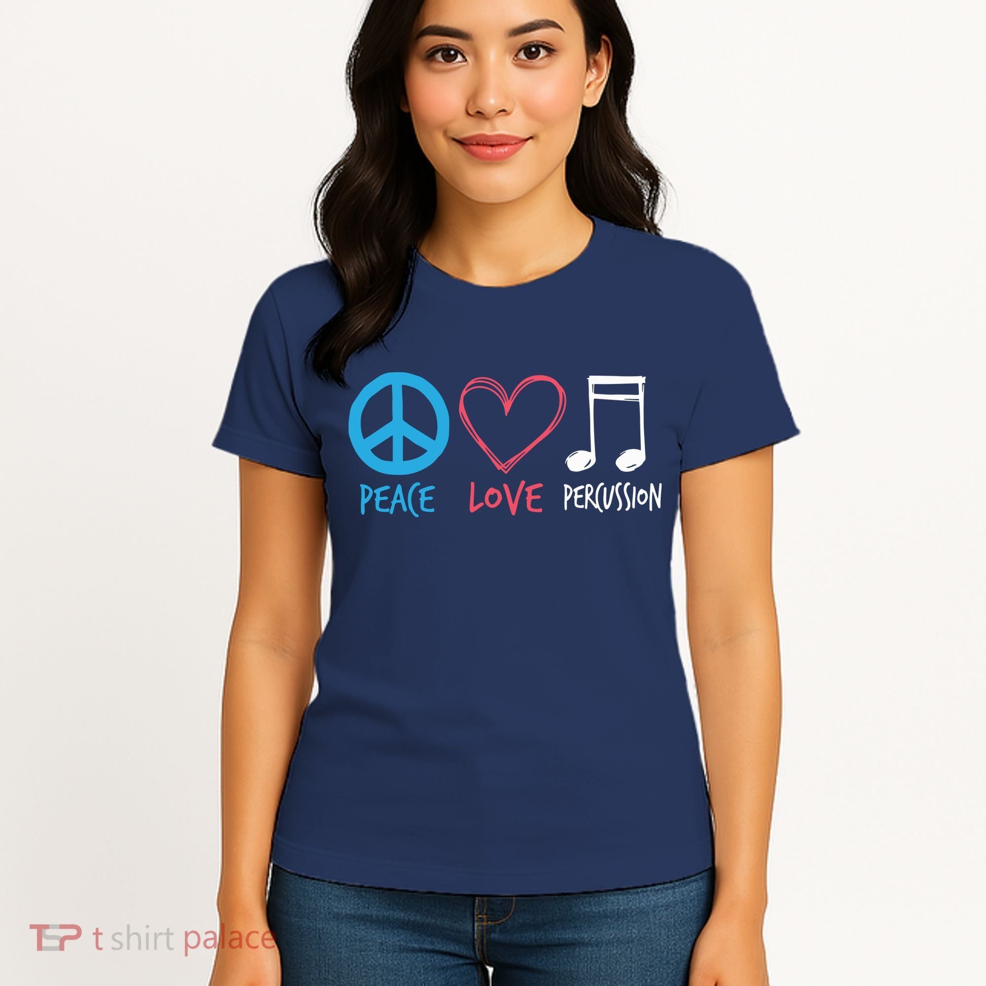 Drumline Marching Band Shirts Peace Love Percussion Women's T-Shirt
