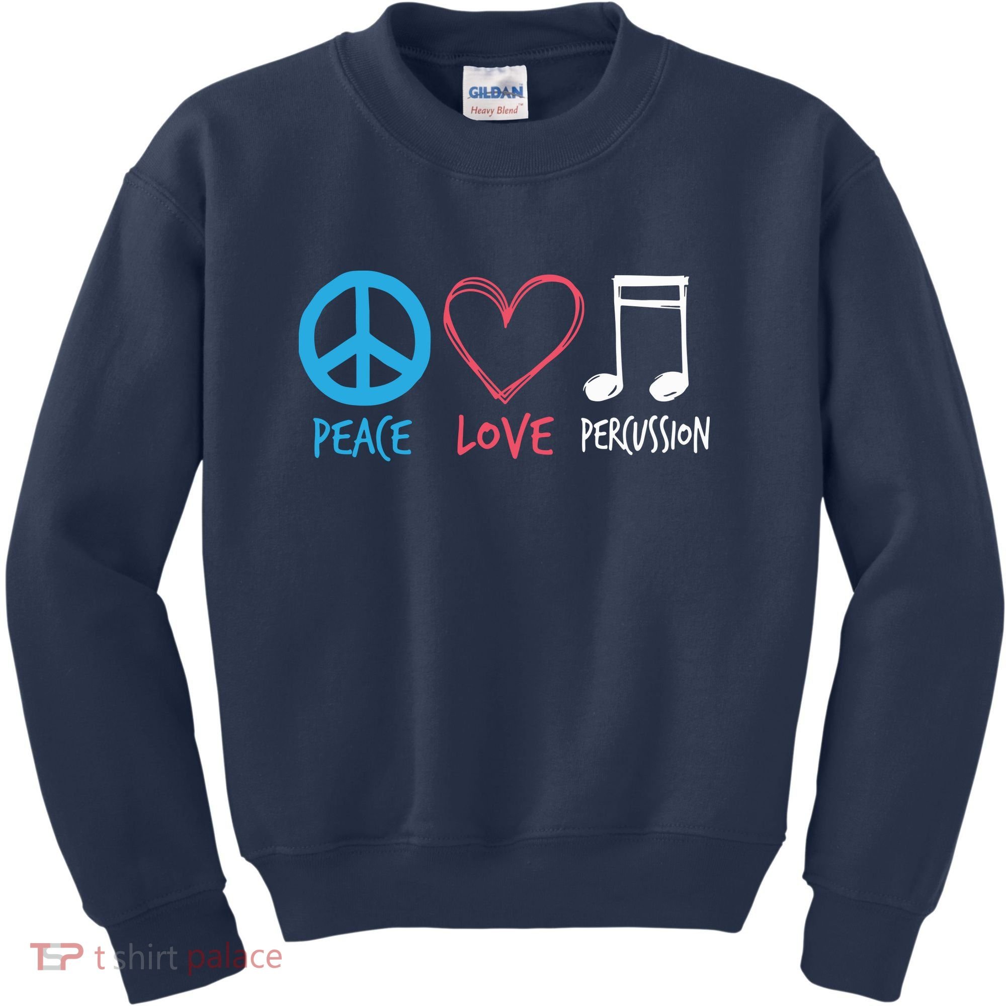 Drumline Marching Band Shirts Peace Love Percussion Kids Sweatshirt
