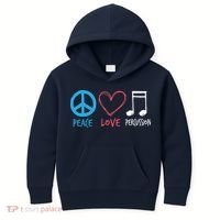 Drumline Marching Band Shirts Peace Love Percussion Kids Hoodie thumb 0