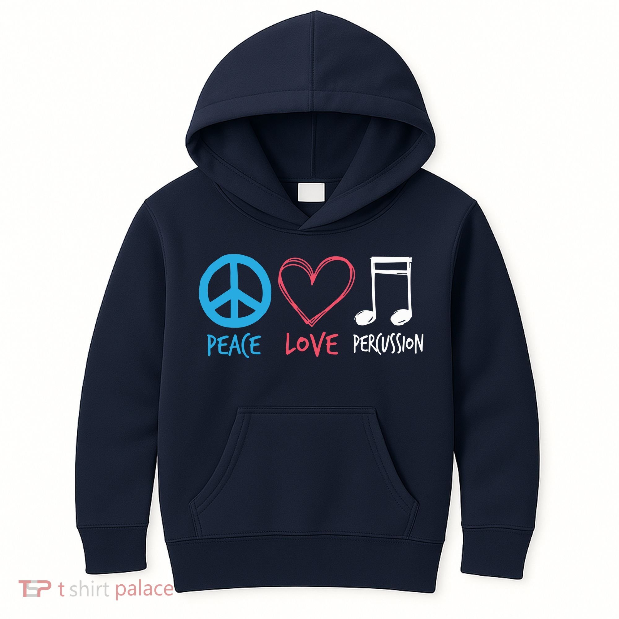 Drumline Marching Band Shirts Peace Love Percussion Kids Hoodie