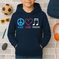Drumline Marching Band Shirts Peace Love Percussion Kids Hoodie thumb 2