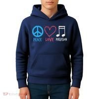 Drumline Marching Band Shirts Peace Love Percussion Kids Hoodie thumb 4