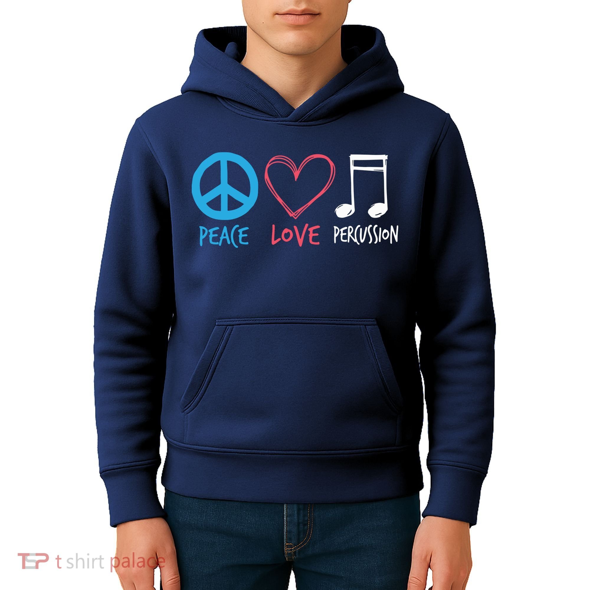 Drumline Marching Band Shirts Peace Love Percussion Kids Hoodie