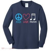 Drumline Marching Band Shirts Peace Love Percussion Kids Long Sleeve Shirt thumb 0