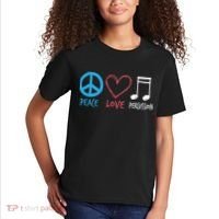 Drumline Marching Band Shirts Peace Love Percussion Kids T-Shirt thumb 2