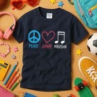 Drumline Marching Band Shirts Peace Love Percussion Kids T-Shirt thumb 3