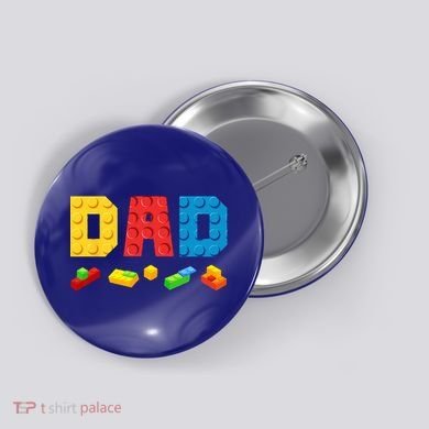 Dad Master Builder Building Bricks Blocks Family Button