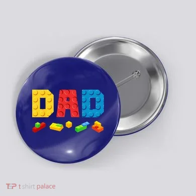 Dad Master Builder Building Bricks Blocks Family Button