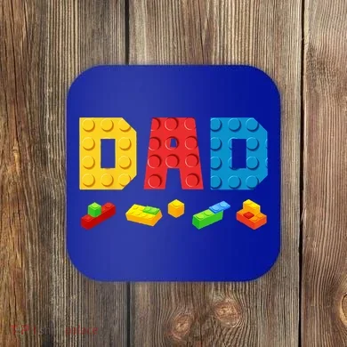Dad Master Builder Building Bricks Blocks Family Coaster