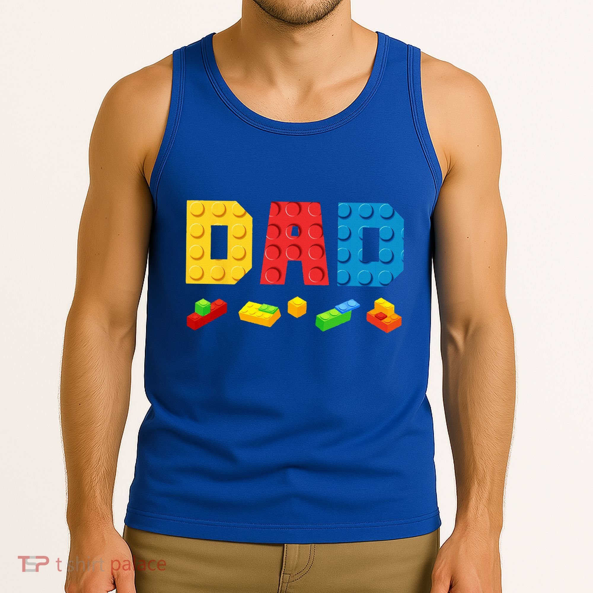 Dad Master Builder Building Bricks Blocks Family Tank Top
