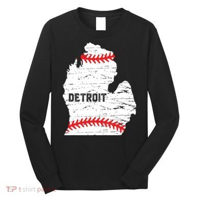 Detroit Michigan Baseball Long Sleeve Shirt