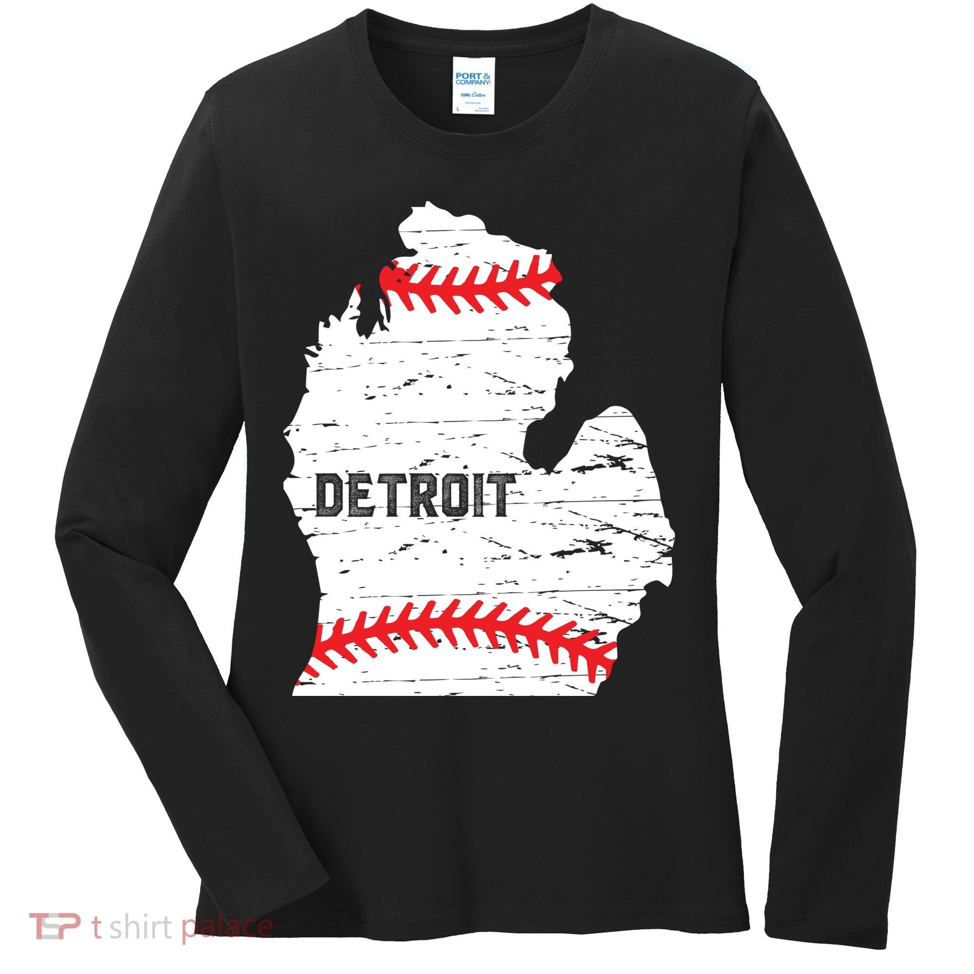 Detroit Michigan Baseball Women's Long Sleeve Shirt