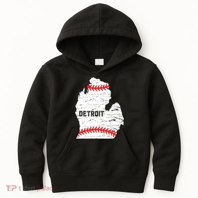 Detroit Michigan Baseball Kids Hoodie