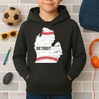 Detroit Michigan Baseball Kids Hoodie thumb 2