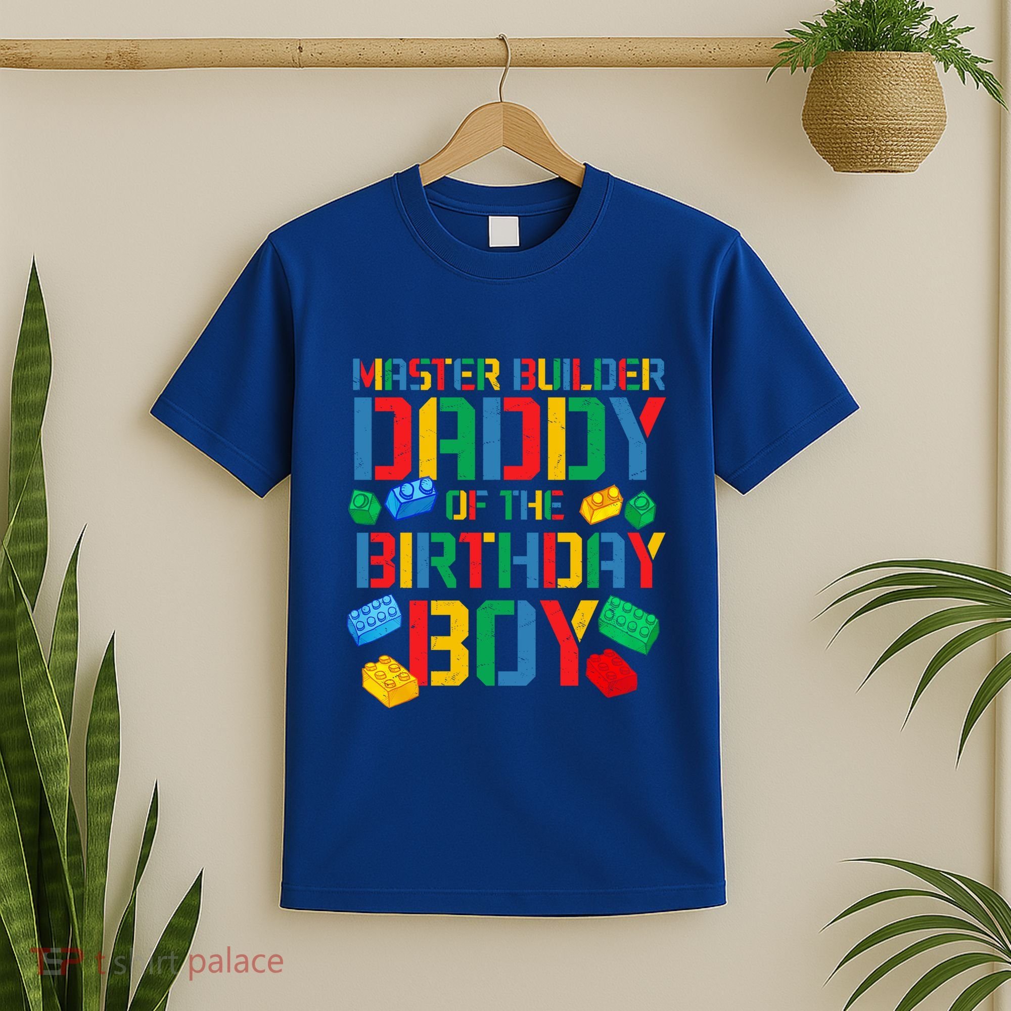 Daddy Master Builder Building Bricks Blocks Family Parents Gift T-Shirt