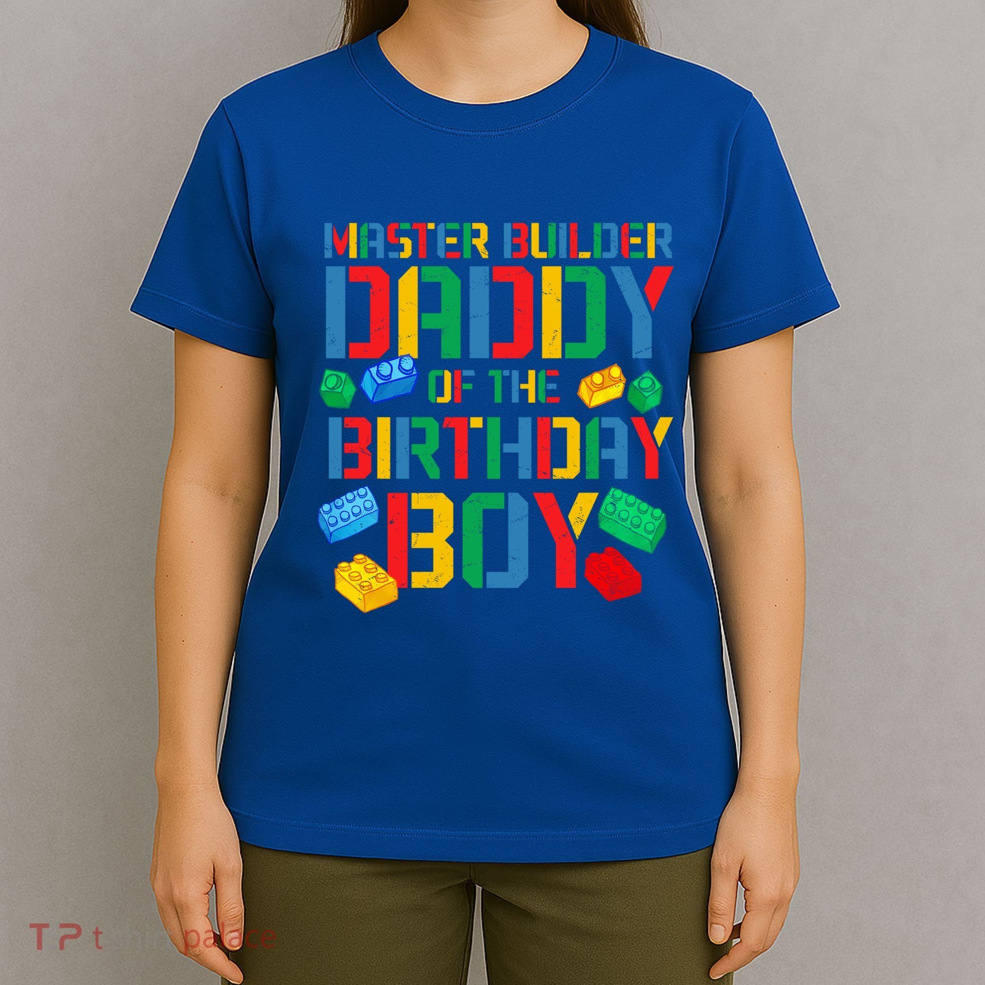 Daddy Master Builder Building Bricks Blocks Family Parents Gift T-Shirt