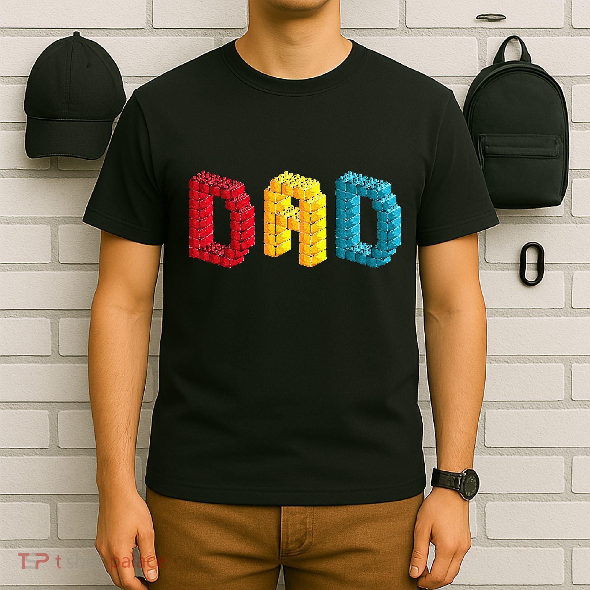 Dad Master Builder Building Bricks Blocks Family Set Parents T-Shirt