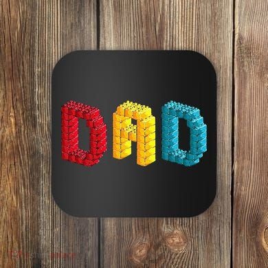 Dad Master Builder Building Bricks Blocks Family Set Parents Coaster