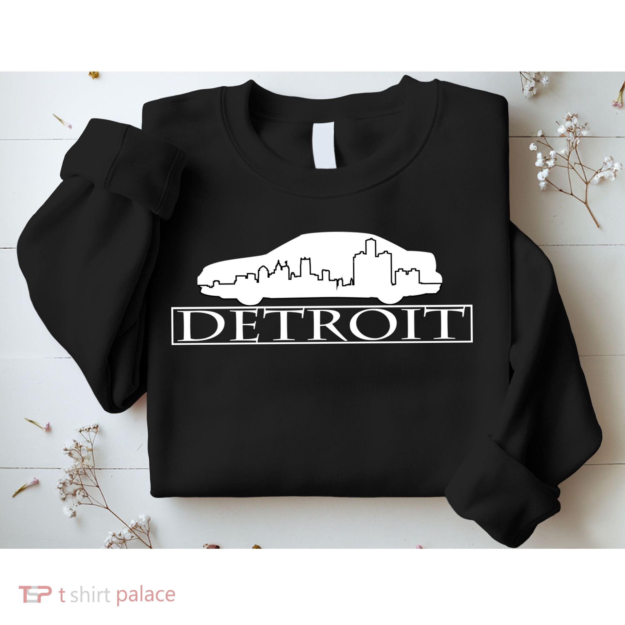 Detroit Motor City Skyline Car Sweatshirt