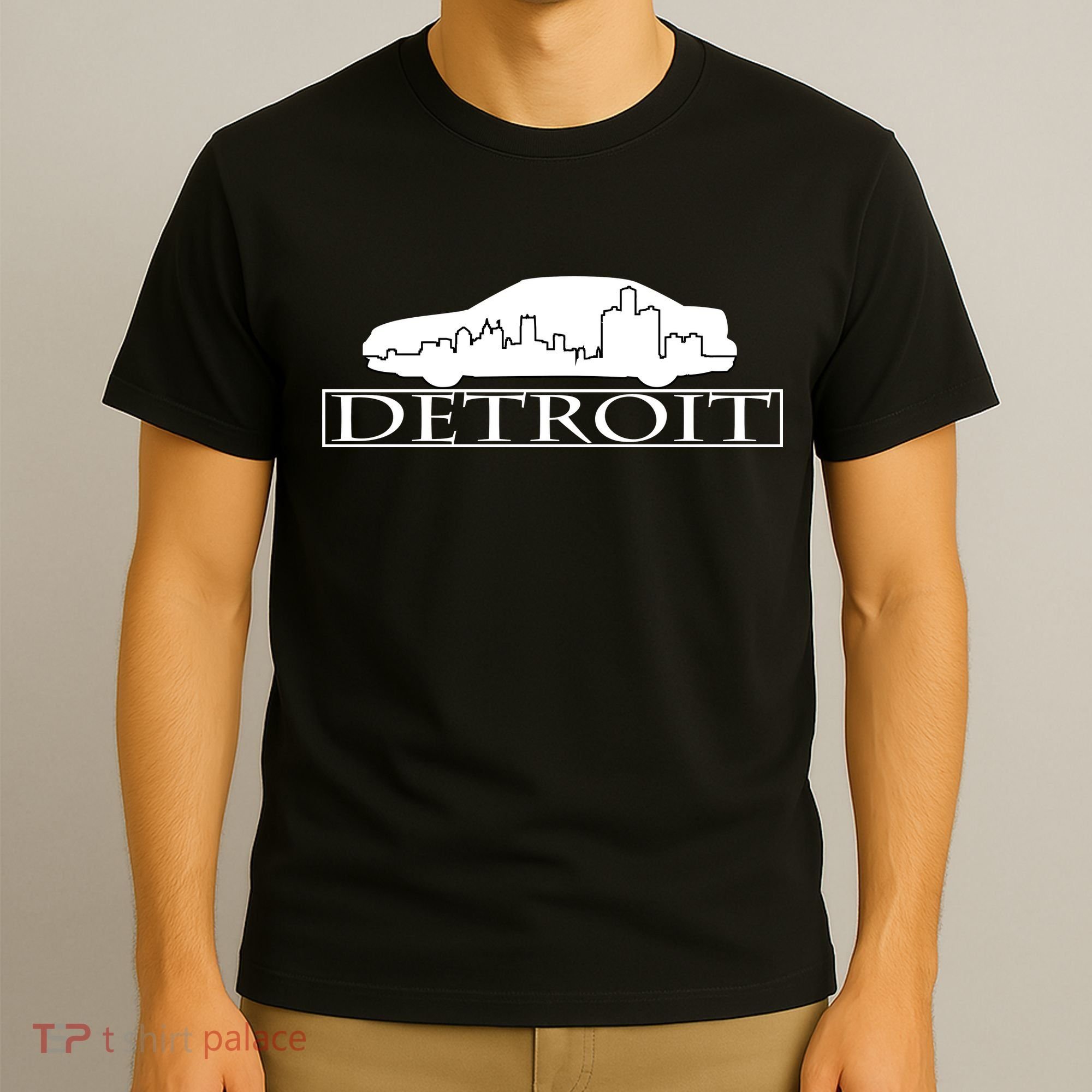 Detroit Motor City Skyline Car T-Shirt