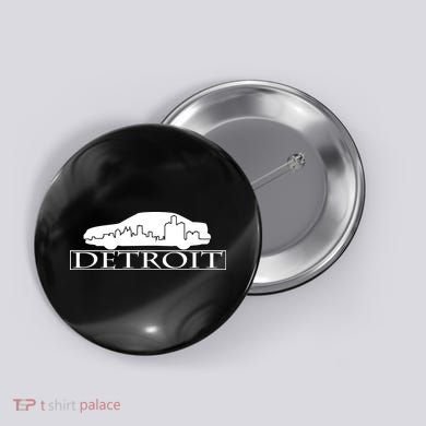 Detroit Motor City Skyline Car Button