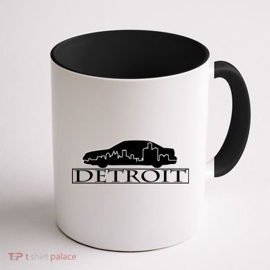 Detroit Motor City Skyline Car Coffee Mug back