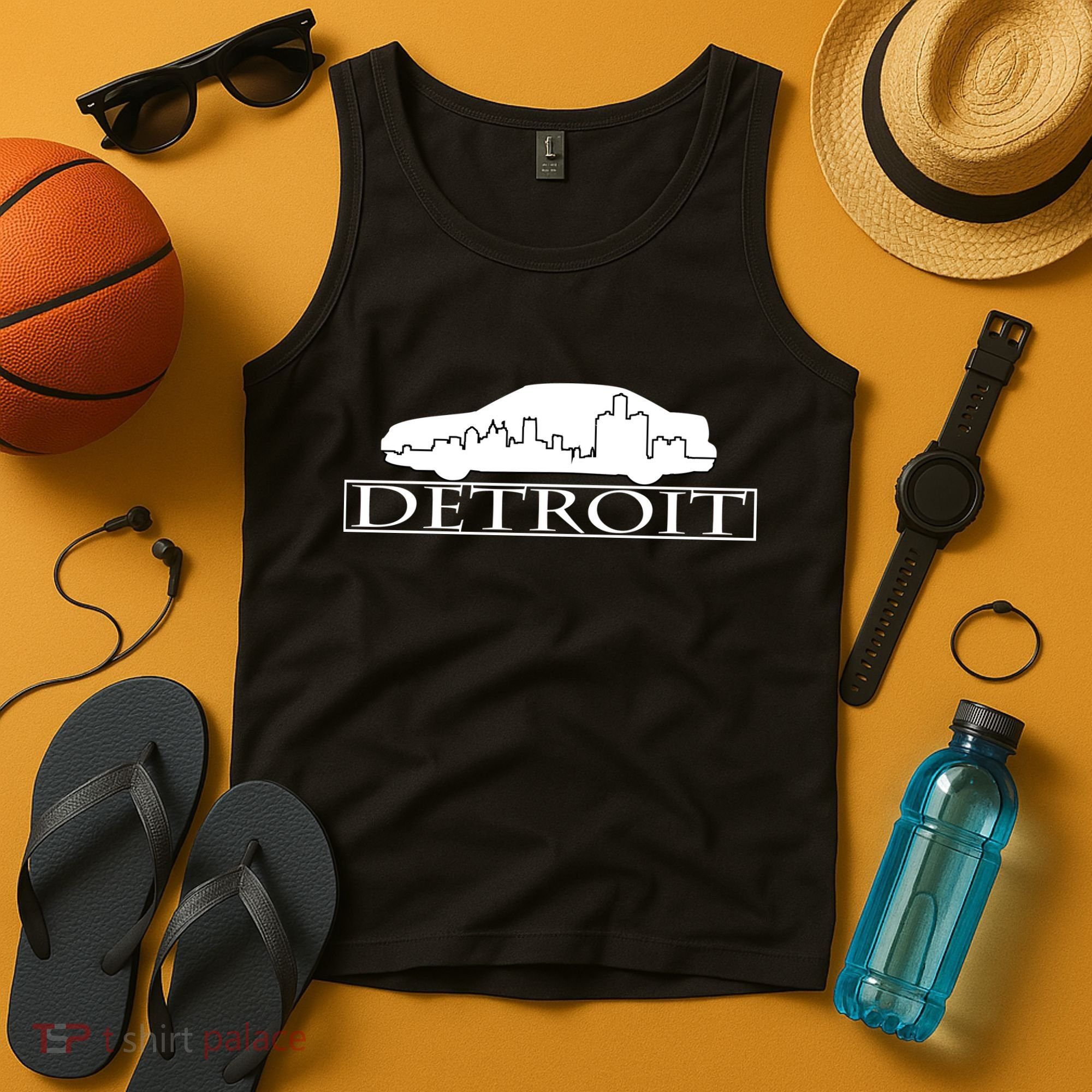 Detroit Motor City Skyline Car Tank Top