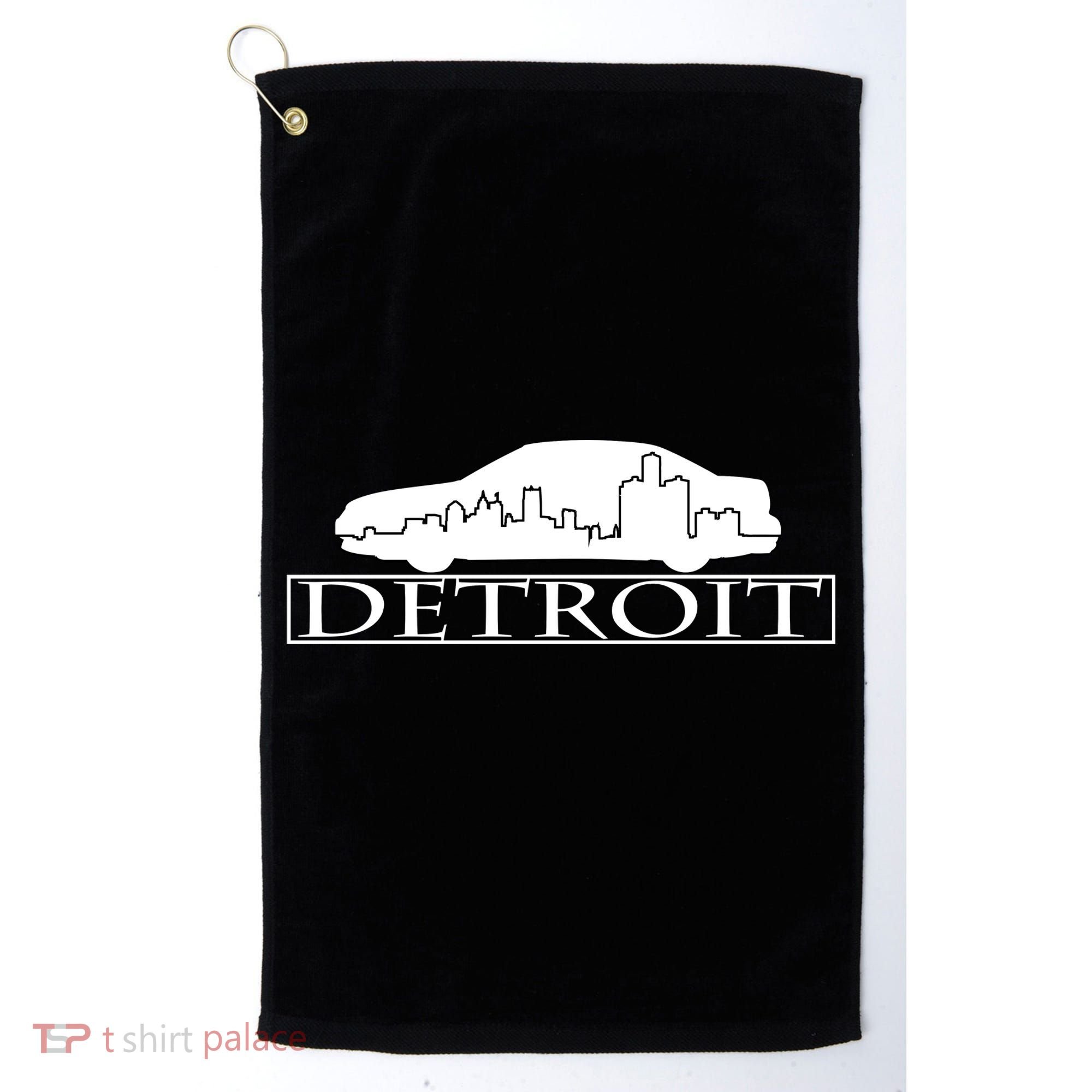 Detroit Motor City Skyline Car Golf Towel