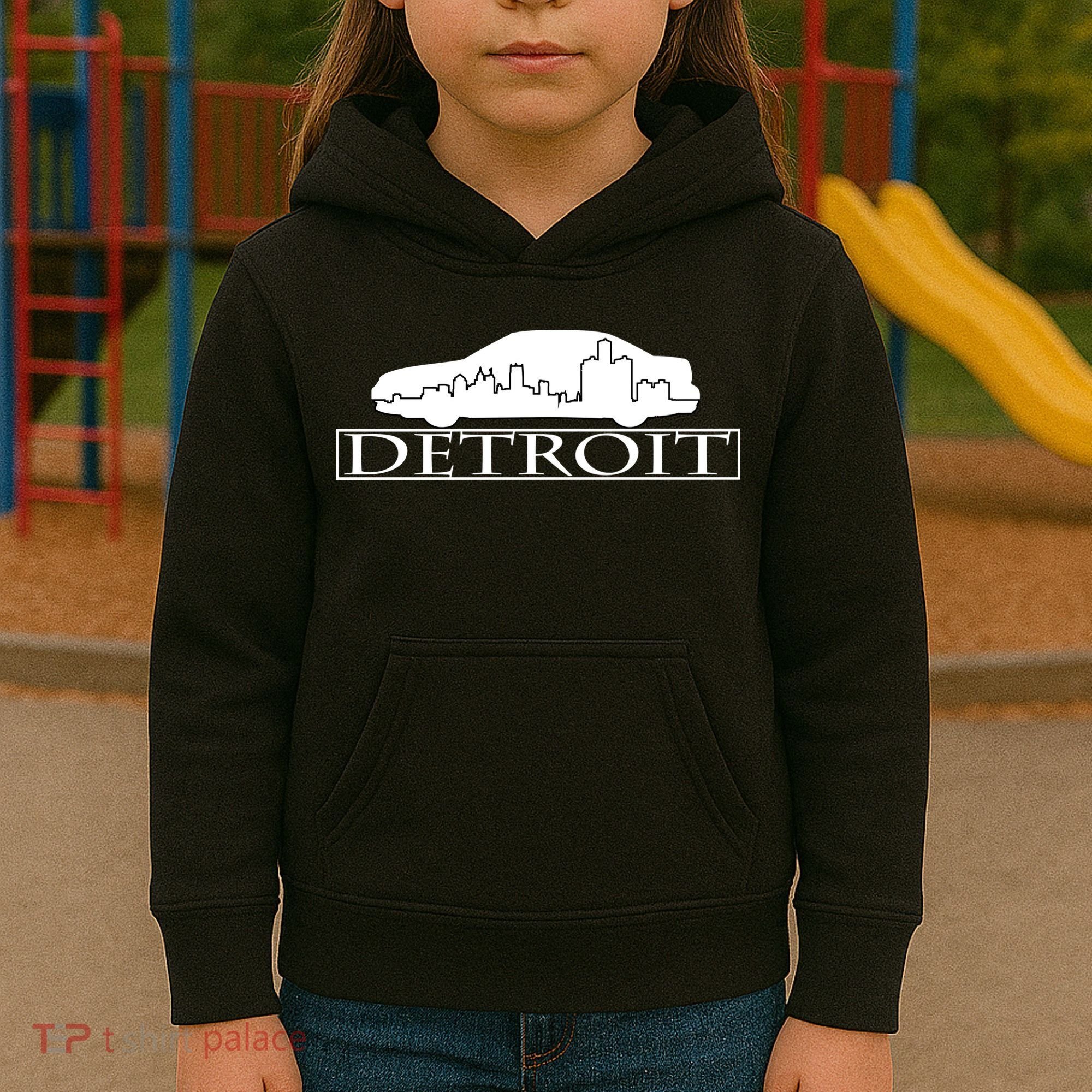 Detroit Motor City Skyline Car Kids Hoodie
