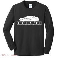 Detroit Motor City Skyline Car Kids Long Sleeve Shirt thumb 0