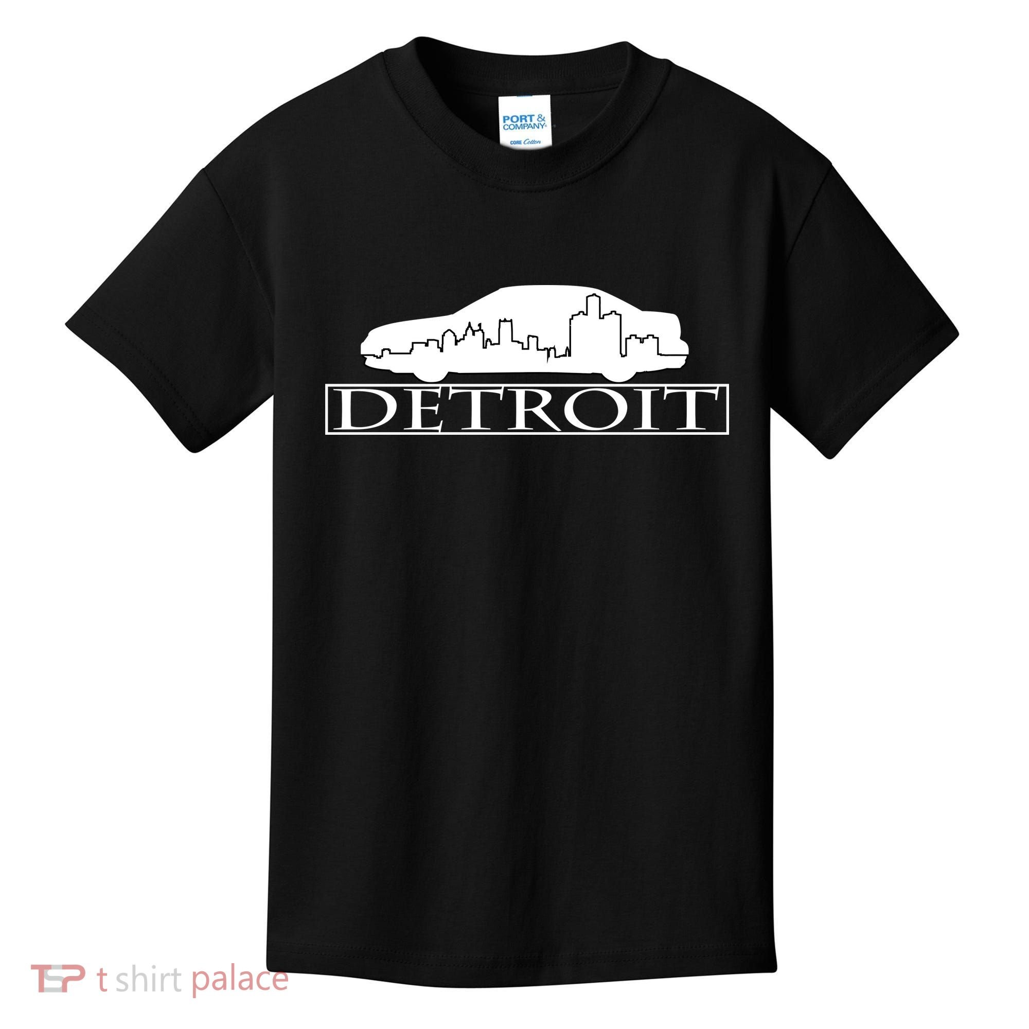 Detroit Motor City Skyline Car Kids T-Shirt