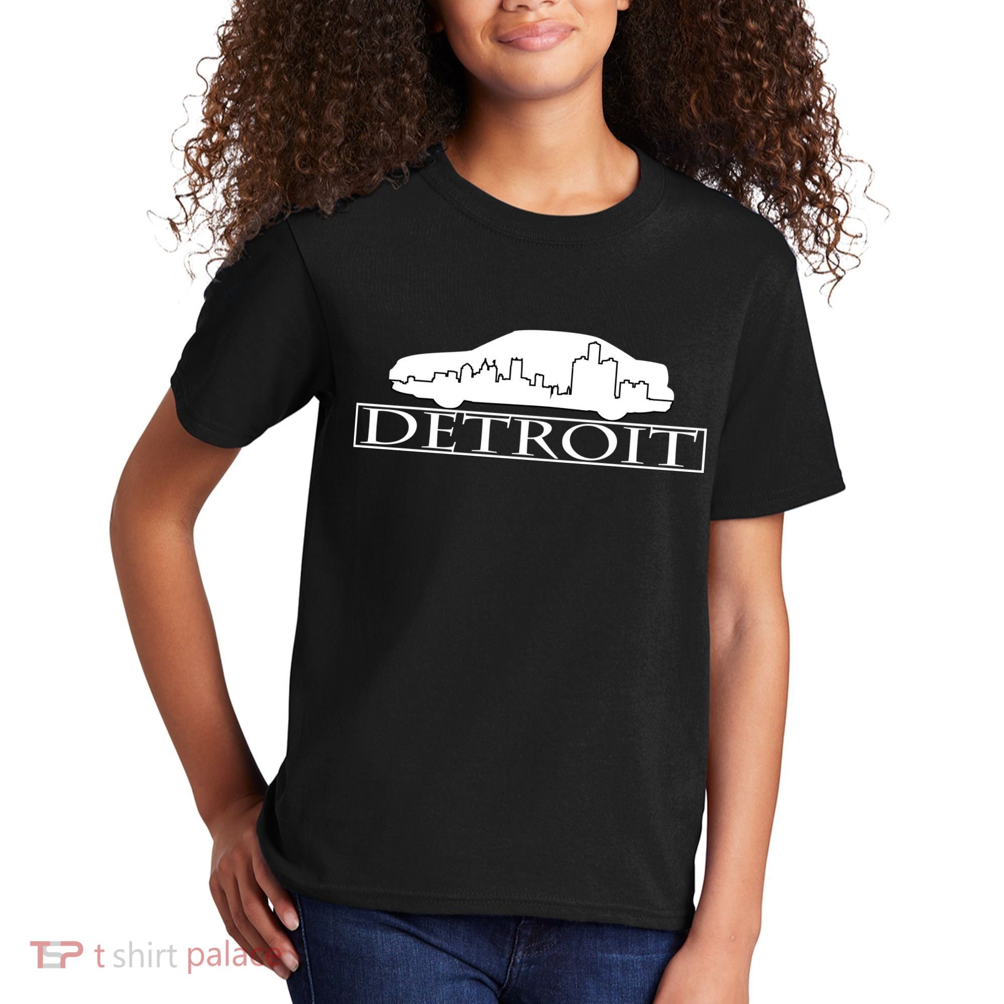 Detroit Motor City Skyline Car Kids T-Shirt