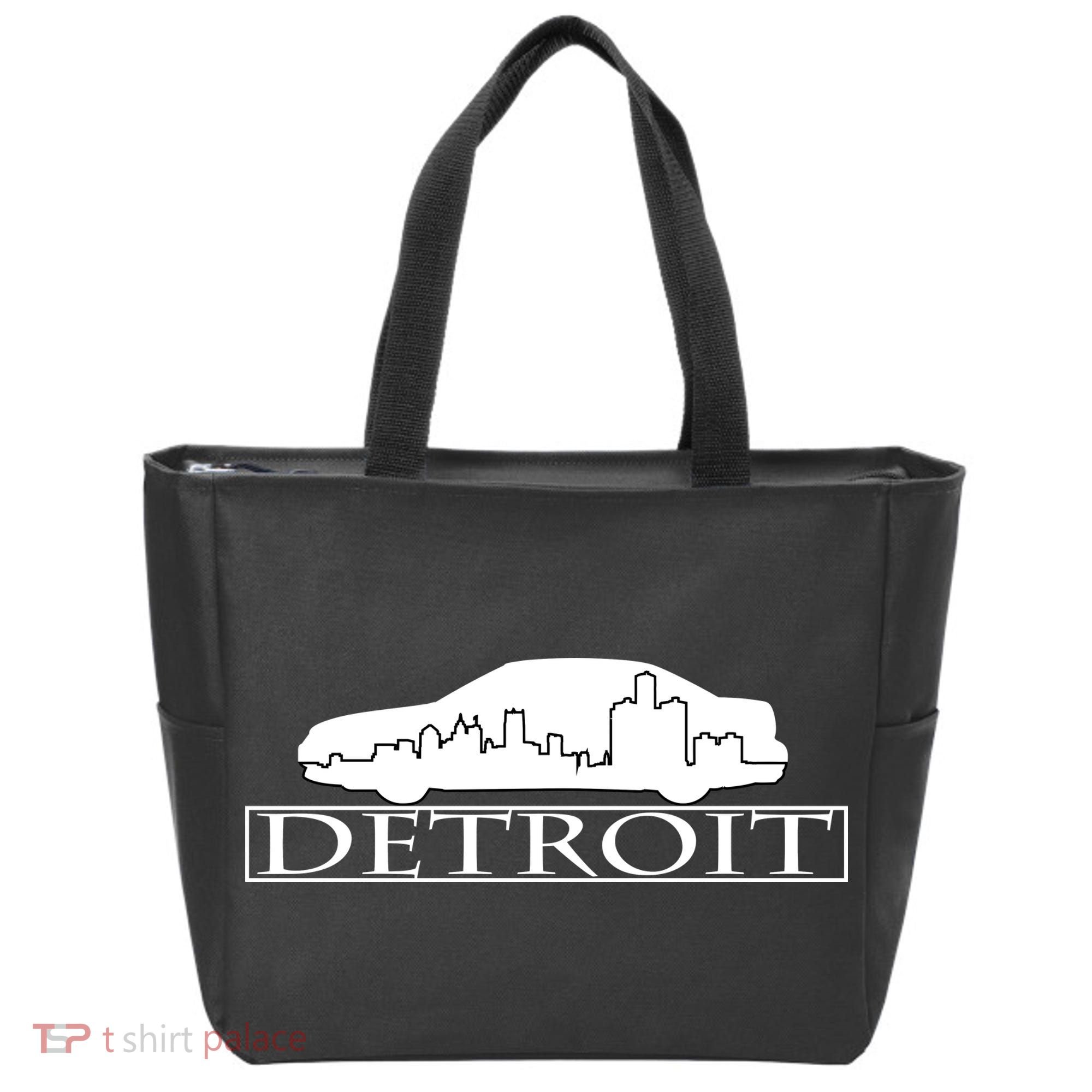 Detroit Motor City Skyline Car Tote Bag