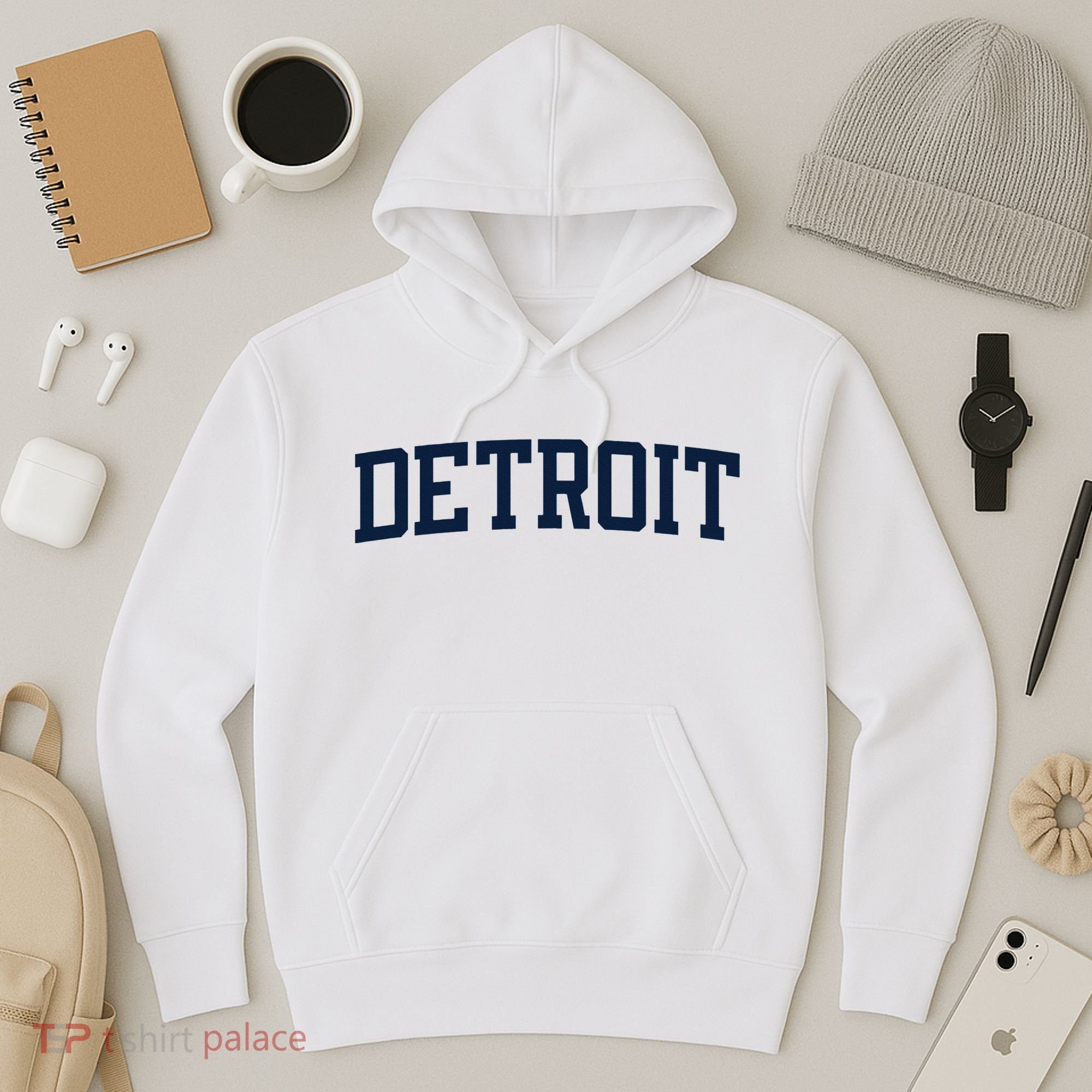 Detroit Michigan Collegiate Style Varsity Block Letter Hoodie