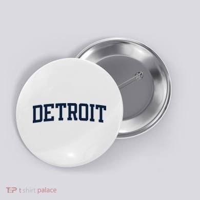 Detroit Michigan Collegiate Style Varsity Block Letter Button