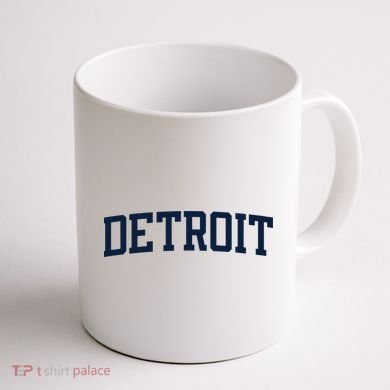 Detroit Michigan Collegiate Style Varsity Block Letter Coffee Mug back