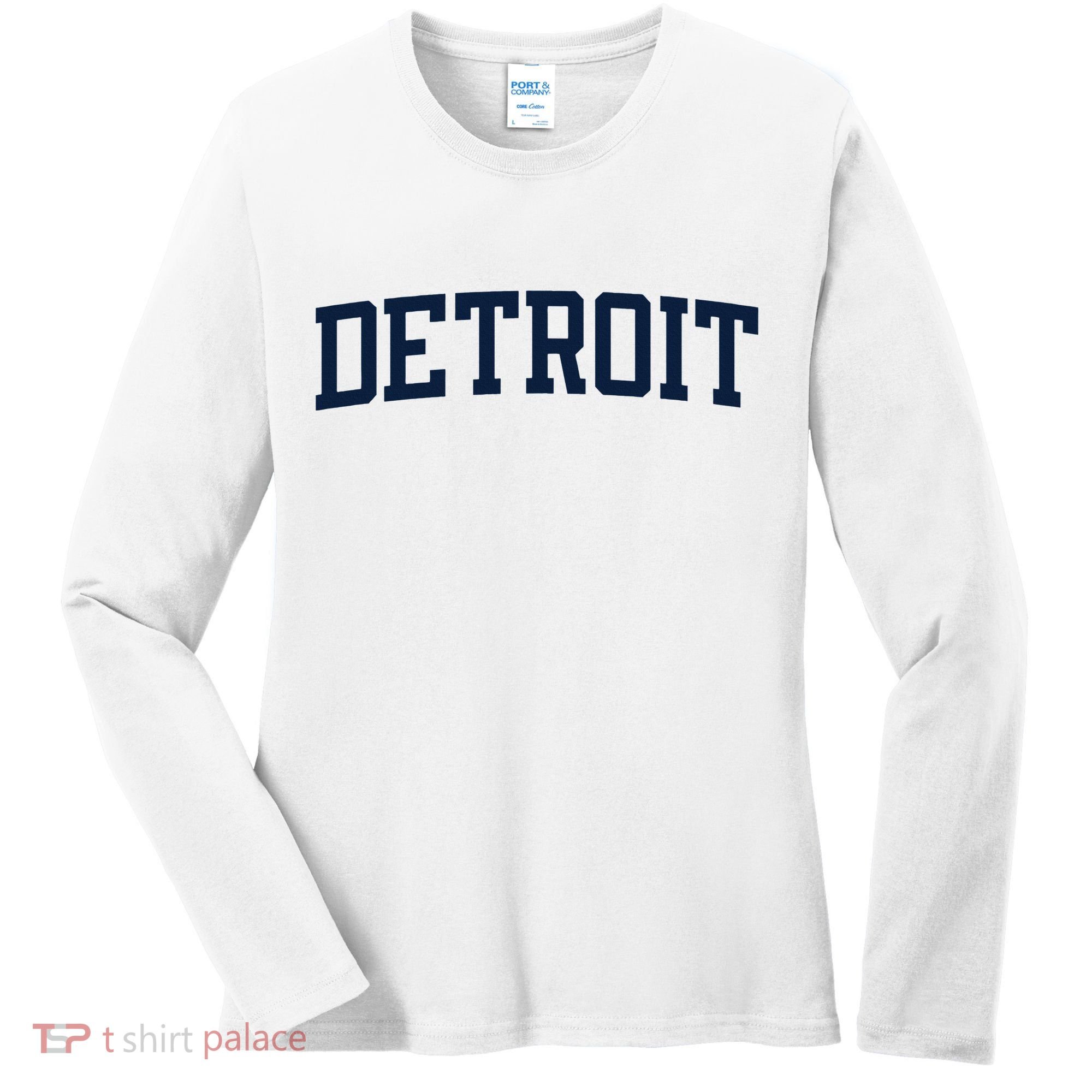 Detroit Michigan Collegiate Style Varsity Block Letter Women's Long Sleeve Shirt