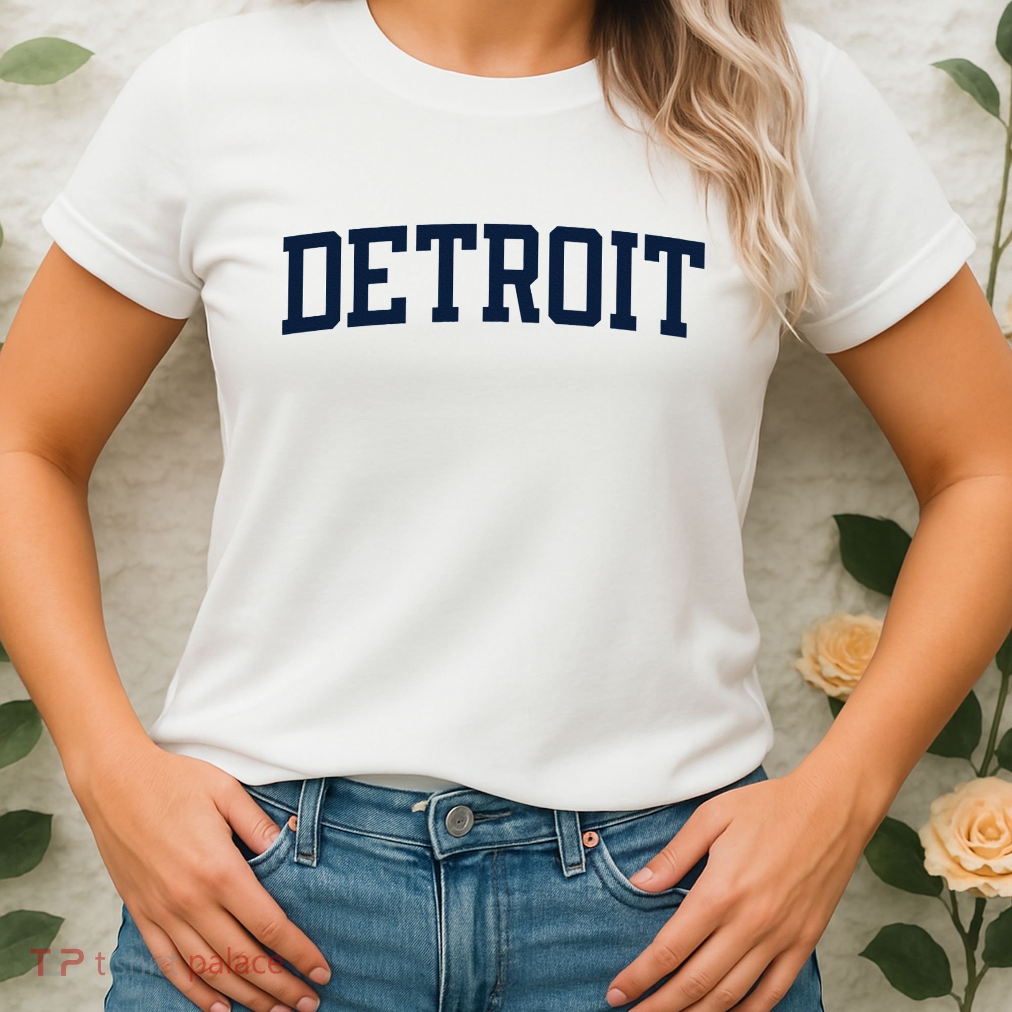 Detroit Michigan Collegiate Style Varsity Block Letter Women's T-Shirt
