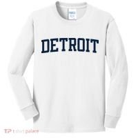 Detroit Michigan Collegiate Style Varsity Block Letter Kids Long Sleeve Shirt thumb 0
