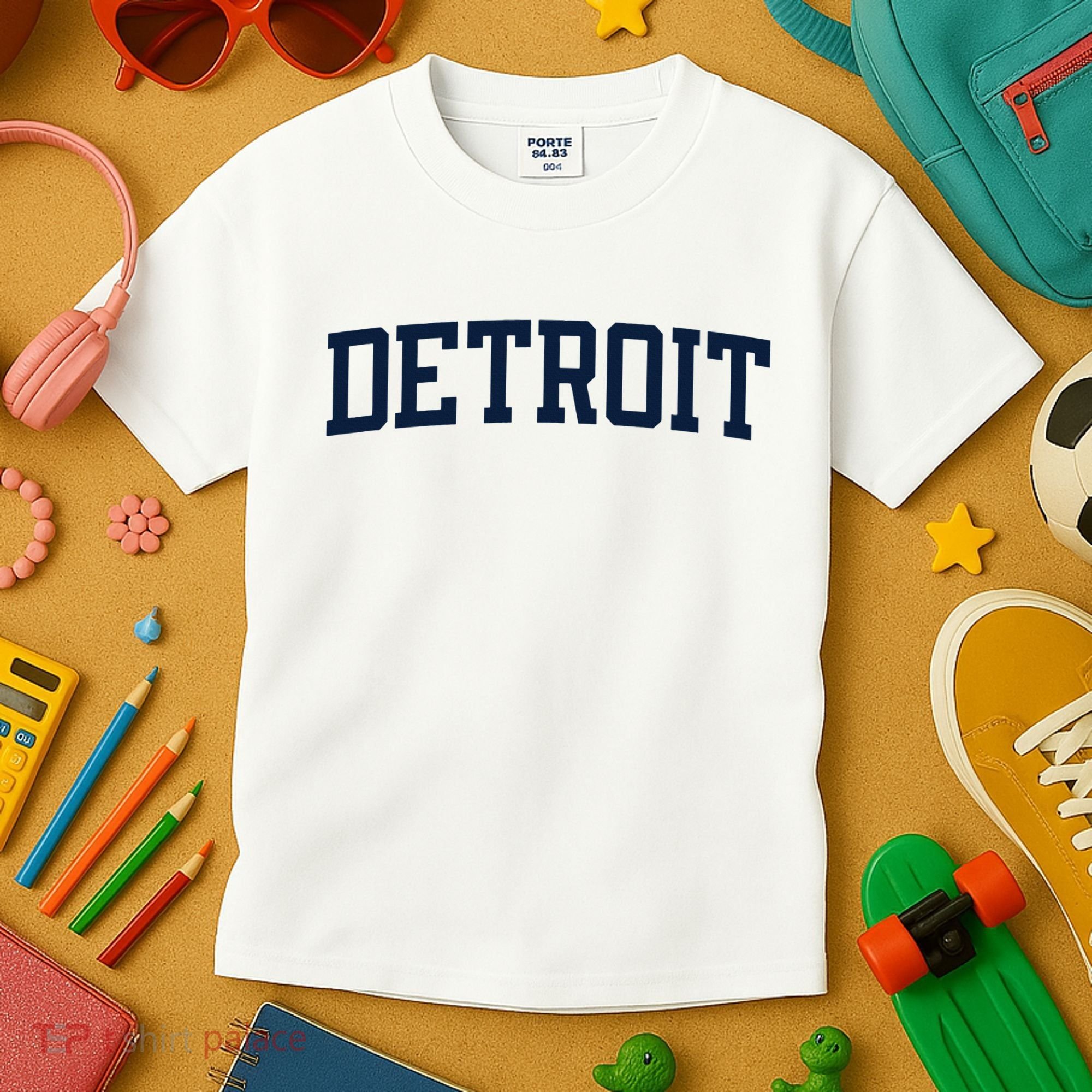 Detroit Michigan Collegiate Style Varsity Block Letter Kids T-Shirt
