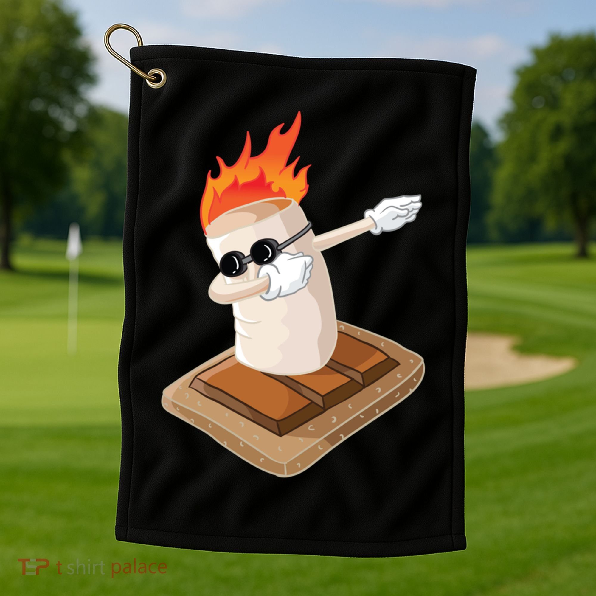 Dabbing Marshmallow Camp Bonfire Funny Smores Camping Dab Meaningful Gift Golf Towel