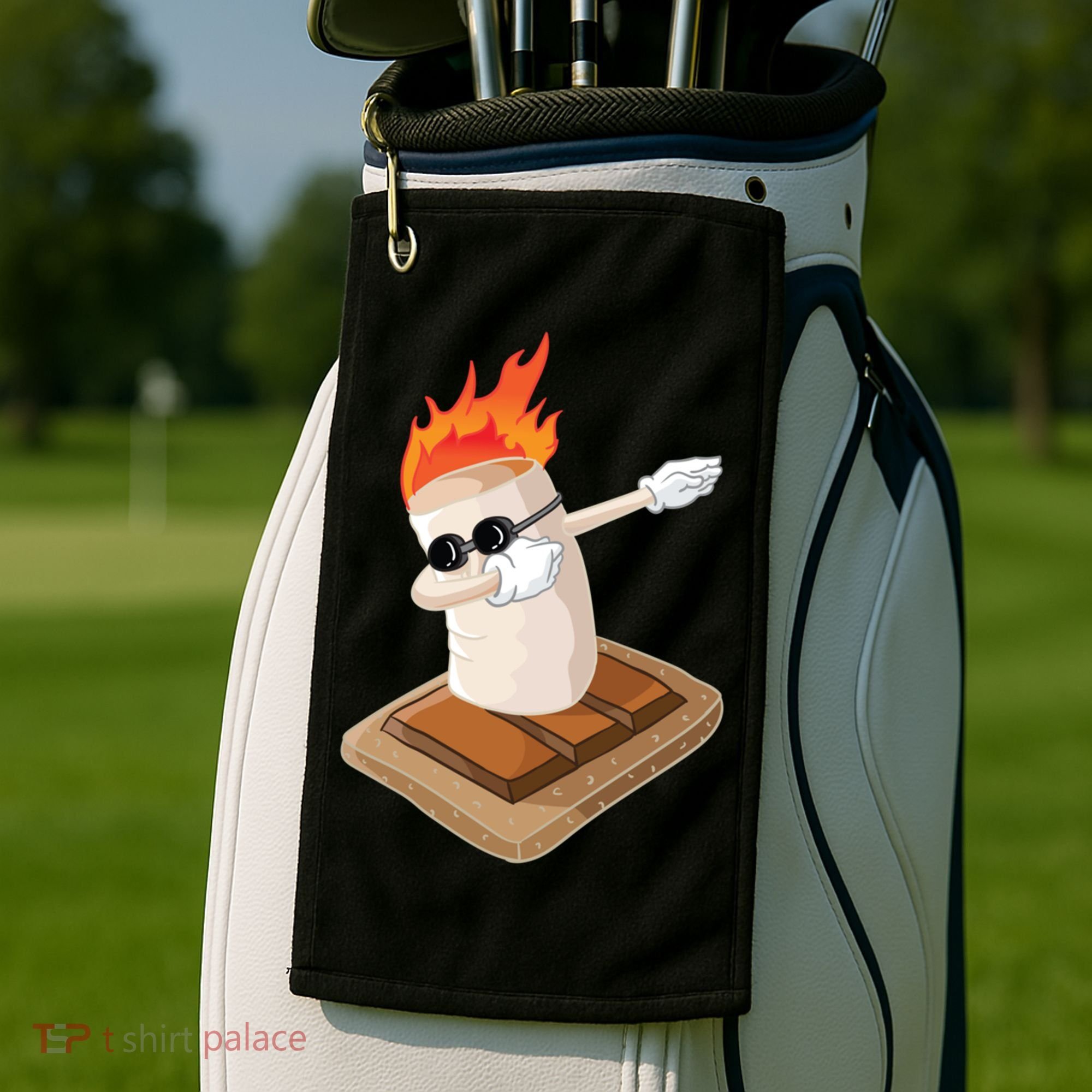 Dabbing Marshmallow Camp Bonfire Funny Smores Camping Dab Meaningful Gift Golf Towel