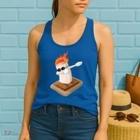 Dabbing Marshmallow Camp Bonfire Funny Smores Camping Dab Meaningful Gift Women's Tank Top thumb 2