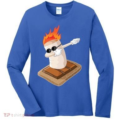 Dabbing Marshmallow Camp Bonfire Funny Smores Camping Dab Meaningful Gift Women's Long Sleeve Shirt