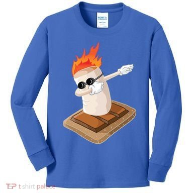 Dabbing Marshmallow Camp Bonfire Funny Smores Camping Dab Meaningful Gift Kids Long Sleeve Shirt