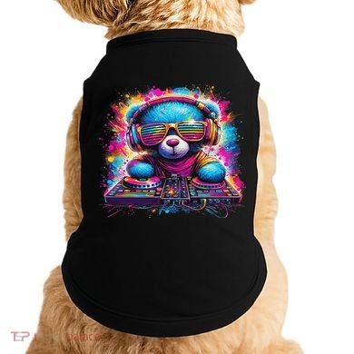 Dj Music Colorful Teddy Bear Doggie Tank