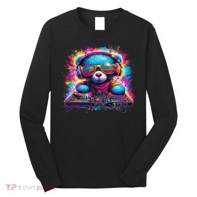 Dj Music Colorful Teddy Bear Long Sleeve Shirt