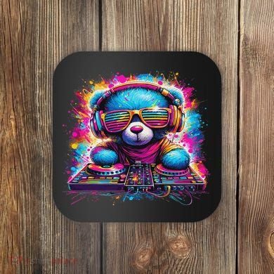Dj Music Colorful Teddy Bear Coaster